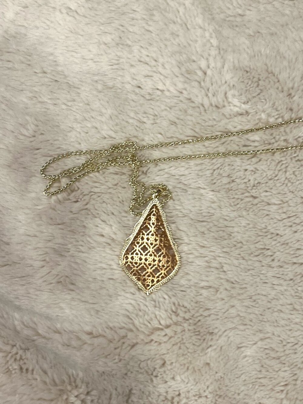 Kendra Scott Aiden Long Filigree Pendant Two Tone Necklace